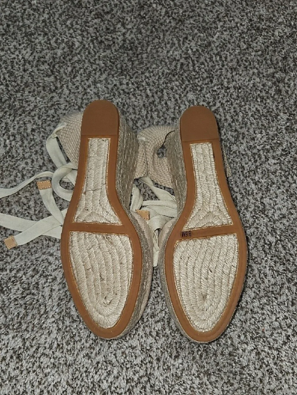 Neutral Beige Canvas Espadrille Wedges with Ankle Wrap — Antonio Melani